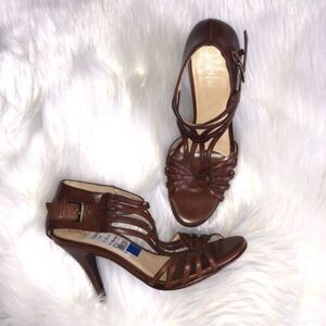 Cole Haan 'Verona Air' T-Strap Pumps Brown Leather US 7B